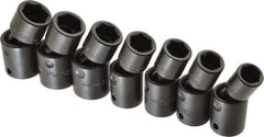 Proto - 7 Piece 1/2" Drive Standard Impact Socket Set - 6 Points, 13 to 19mm, Metric Measurement Standard - Industrial Tool & Supply