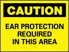 NMC - "Caution - Ear Protection Required in This Area", 10" Long x 14" Wide, Fiberglass Safety Sign - Rectangle, 0.095" Thick, Use for Accident Prevention - Industrial Tool & Supply