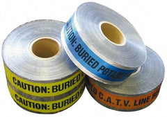 NMC - Caution: Buried Potable Line Below, Detectable Underground Tape - 1,000 Ft. Long x 6 Inch Wide Roll, Polyethylene on Aluminum, 5 mil Thick, Blue - Industrial Tool & Supply