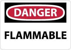 NMC - Danger - Flammable, Plastic Fire Sign - 10" Wide x 7" High - Industrial Tool & Supply