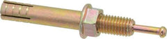Wej-It - 1/2" Diam, 1/2" Drill, 3-1/2" OAL, 2-1/4" Min Embedment Hammer Drive Concrete Anchor - Grade 5 Iron (Pin)/Steel (Body), Zinc Yellow Dichromate Finish, Hex Nut Head, Hex Drive - Industrial Tool & Supply
