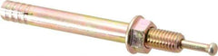 Wej-It - 1/2" Diam, 1/2" Drill, 4-3/4" OAL, 3" Min Embedment Hammer Drive Concrete Anchor - Grade 5 Iron (Pin)/Steel (Body), Zinc Yellow Dichromate Finish, Hex Nut Head, Hex Drive - Industrial Tool & Supply