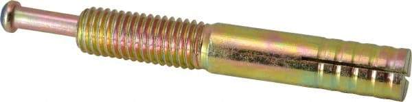 Wej-It - 5/8" Diam, 5/8" Drill, 4" OAL, 3-1/2" Min Embedment Hammer Drive Concrete Anchor - Grade 5 Iron (Pin)/Steel (Body), Zinc Yellow Dichromate Finish, Hex Nut Head, Hex Drive - Industrial Tool & Supply