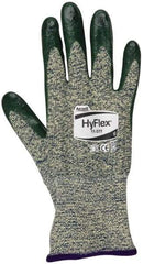 Ansell - Size XS (6), ANSI Cut Lvl 4, Abrasion Lvl 3, Nitrile Coated Cut Resistant Gloves - 12" Long, Palm & Fingers Coated, Kevlar Lining, Knit Wrist, Green, Paired - Industrial Tool & Supply