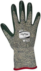 Ansell - Size S (7), ANSI Cut Lvl 4, Abrasion Lvl 3, Nitrile Coated Cut Resistant Gloves - 12" Long, Palm & Fingers Coated, Kevlar Lining, Knit Wrist, Green, Paired - Industrial Tool & Supply