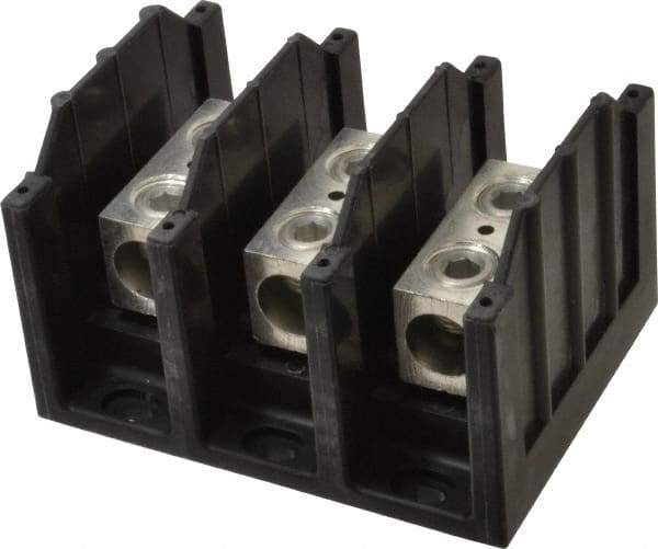 Cooper Bussmann - 3 Poles, 310 Amp, 350 kcmil-6 AWG (Cu/Al) Primary, 350 kcmil-6 AWG (Cu/Al) Secondary, Thermoplastic Power Distribution Block - 600 VAC/VDC, 1 Primary Connection, 5.2 Inch Long x 3.32 Inch Deep x 4 Inch High - Industrial Tool & Supply