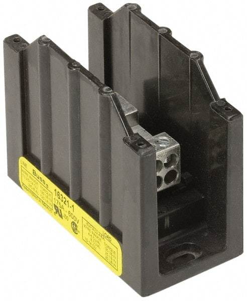 Cooper Bussmann - 1 Pole, 310 Amp, 350 kcmil-6 AWG (Cu/Al) Primary, 4-12 AWG (Al), 4-14 AWG (Cu) Secondary, Thermoplastic Power Distribution Block - 600 VAC/VDC, 1 Primary Connection, 1.96 Inch Long x 3.32 Inch Deep x 4 Inch High - Industrial Tool & Supply