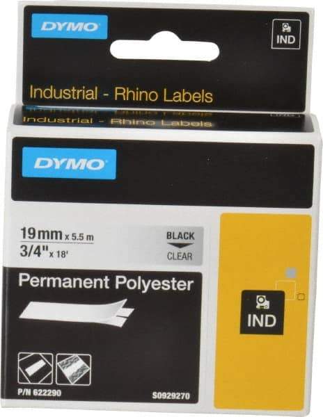 Dymo - 216" Long, Clear Permanent Polyester Tape Permanent Polyester Tape - For RHINO 5000, 5200, 6000, 6500 - Industrial Tool & Supply
