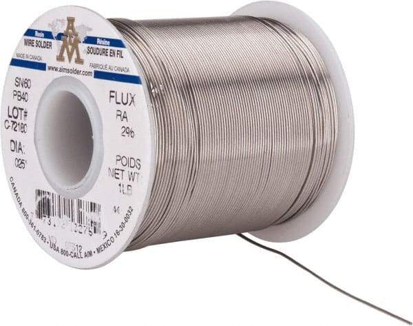 Value Collection - 0.0250 Inch Diameter, Alloy 60/40, Rosin Activated Solder - 1 Lb., 66 Core, 23 Gauge - Exact Industrial Supply