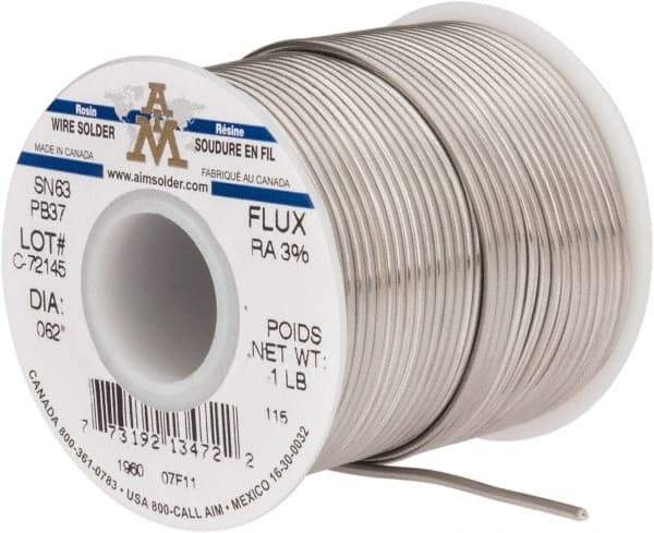Value Collection - 1/16 Inch Diameter, Alloy 63/37, Rosin Activated Solder - 1 Lb., 66 Core, 16 Gauge - Exact Industrial Supply