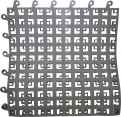 Wearwell - 18" Long x 18" Wide x 7/8" Thick, Anti-Fatigue Modular Matting Soft Open Grid - Male & Female, 4 Interlocking Sides, Charcoal, For Dry & Wet Areas, Series 564 - Industrial Tool & Supply