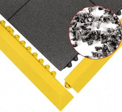 Wearwell - 3' Long x 3' Wide x 5/8" Thick, Anti-Fatigue Modular Matting Tiles - Male & Female, 4 Interlocking Sides, Black, For Dry & Wet Areas, Series 574 - Industrial Tool & Supply