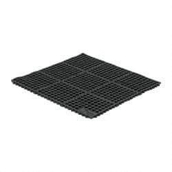 Wearwell - 3' Long x 3' Wide x 5/8" Thick, Anti-Fatigue Modular Matting Tiles - Black, For Dry & Wet Areas, Series 572 - Industrial Tool & Supply