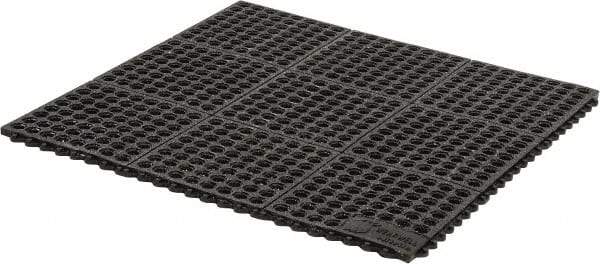 Wearwell - 3' Long x 3' Wide x 5/8" Thick, Anti-Fatigue Modular Matting Tiles - Black, For Dry & Wet Areas, Series 576 - Industrial Tool & Supply