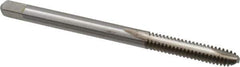 Kennametal - #6-32 UNC, 2 Flute, Bright Finish, High Speed Steel Spiral Point Tap - Bottoming Chamfer, Right Hand Thread, 2" OAL, 11/16" Thread Length, 0.141" Shank Diam, 2B Class of Fit, Series 5302 - Exact Industrial Supply