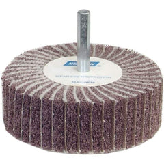 Norton - 2" Diam x 1" Face Width, Medium Ceramic Alumina Nonwoven & Coated Mounted Flap Wheel - 1/4" Shank Mount, 60 Grit, Interleaf, 12,000 Max RPM - Industrial Tool & Supply