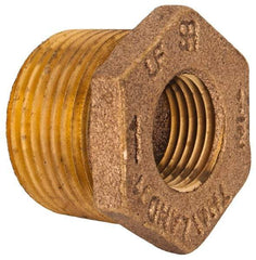 Merit Brass - Class 125, 1 x 1/2" Internal Pipe, Lead Free Brass Hex Bushing - MNPT x FNPT - Industrial Tool & Supply