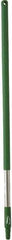 Vikan - 39-1/2 x 1-1/4" Stainless Steel Squeegee Handle - European Threaded Connection, Green - Industrial Tool & Supply