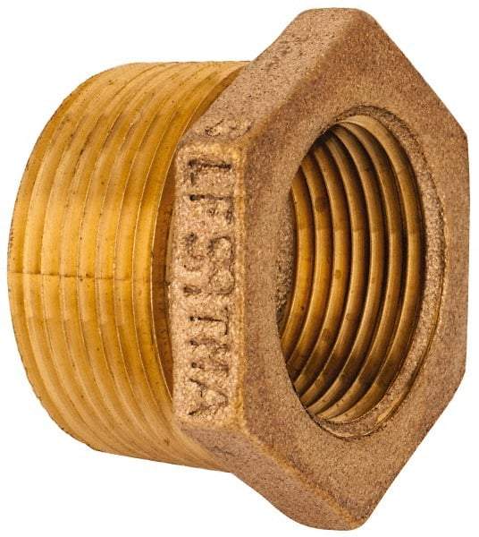 Merit Brass - Class 125, 1-1/4 x 1" Internal Pipe, Lead Free Brass Hex Bushing - MNPT x FNPT - Industrial Tool & Supply