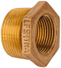 Merit Brass - Class 125, 1-1/4 x 1" Internal Pipe, Lead Free Brass Hex Bushing - MNPT x FNPT - Industrial Tool & Supply