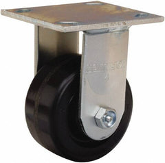 Hamilton - 4" Diam x 2" Wide x 5-5/8" OAH Top Plate Mount Rigid Caster - Phenolic, 800 Lb Capacity, Straight Roller Bearing, 4 x 4-1/2" Plate - Industrial Tool & Supply