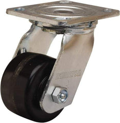 Hamilton - 3-1/4" Diam x 2" Wide x 5-1/4" OAH Top Plate Mount Swivel Caster - Phenolic, 700 Lb Capacity, Straight Roller Bearing, 4 x 4-1/2" Plate - Industrial Tool & Supply