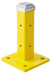 Steel King - Single 12 Inch High Corner and Center Steel Guard Rail Mount Post - Yellow, For Use with Steel King Railing - Industrial Tool & Supply