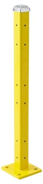 Steel King - Triple 42 Inch High Corner and Center Steel Guard Rail Mount Post - Yellow, For Use with Steel King Railing - Industrial Tool & Supply