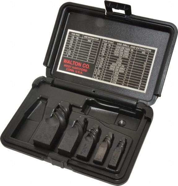 Walton - 5 Piece Spiral Flute Screw Extractor Set - #1 to #5 Size Range - Industrial Tool & Supply