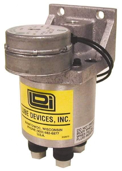 LDI Industries - 0.16 cc Output per Cycle, 3 Outlet Central Lubrication System Electric Pump - 66.55mm Wide x 134.37mm High, 120 Volt, Oil/Grease, 1/8-27 Outlet Thread, NPTF - Industrial Tool & Supply