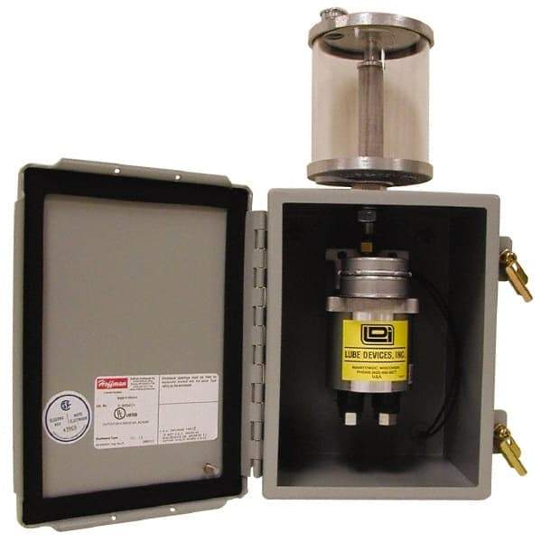 LDI Industries - 75 Cu. Inch Reservoir Capacity, 0.16 cc Output per Cycle, 4 Outlet Box-Mounted Central Lubrication System Air-Operated Pump - Grease, 1/8-27 Outlet Thread, NPTF - Industrial Tool & Supply