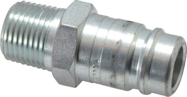 Parker - 1/2-14 Male NPT Industrial Pneumatic Hose Connector - Steel, 3/4" Body Diam - Industrial Tool & Supply