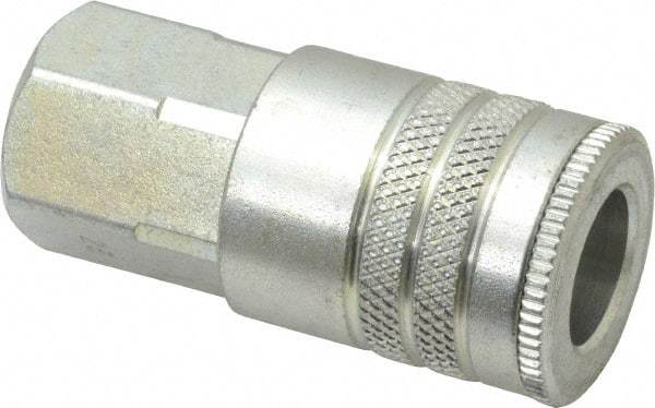 Parker - 3/8-18 Female NPTF Industrial Pneumatic Hose Coupler - Steel, 3/8" Body Diam - Industrial Tool & Supply