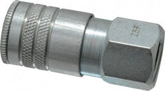 Parker - 1/2-14 Female NPTF Industrial Pneumatic Hose Coupler - Steel, 3/8" Body Diam - Industrial Tool & Supply