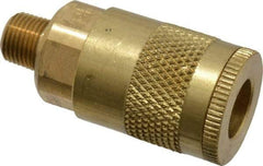Parker - 1/8-27 Male NPTF Tru-Flate Automotive Pneumatic Hose Coupler - Brass, 1/4" Body Diam - Industrial Tool & Supply