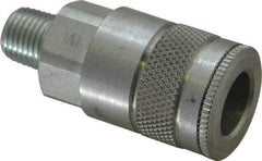 Parker - 1/4-18 Male NPTF Tru-Flate Automotive Pneumatic Hose Coupler - Steel, 3/8" Body Diam - Industrial Tool & Supply