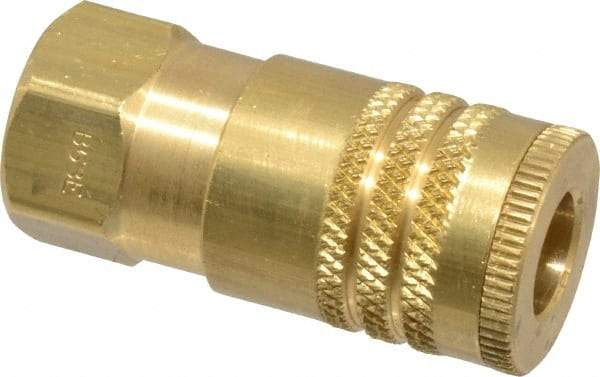 Parker - 3/8-18 Female NPTF ARO Pneumatic Hose Coupler - Brass, 1/4" Body Diam - Industrial Tool & Supply