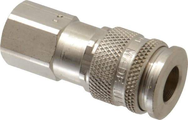 Parker - 3/8-18 Female NPSF European High Flow Pneumatic Hose Coupler - Brass, 1/4" Body Diam - Industrial Tool & Supply