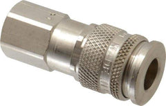 Parker - 3/8-18 Female NPSF European High Flow Pneumatic Hose Coupler - Brass, 1/4" Body Diam - Industrial Tool & Supply