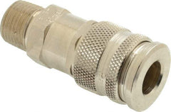 Parker - 3/8-18 Male NPT European High Flow Pneumatic Hose Coupler - Brass, 1/4" Body Diam - Industrial Tool & Supply
