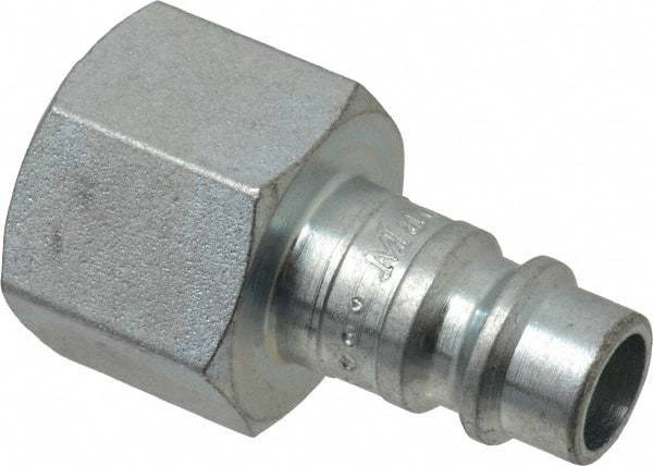 Parker - 3/8-18 Female NPTF European High Flow Pneumatic Hose Connector - Steel, 1/4" Body Diam - Industrial Tool & Supply