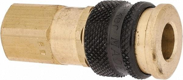 Parker - 1/2-14 Female NPTF Industrial Pneumatic Hose Coupler - Brass, 1/2" Body Diam - Industrial Tool & Supply