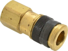 Parker - 1/2-14 Female NPTF Industrial Pneumatic Hose Coupler - Brass, 3/8" Body Diam - Industrial Tool & Supply