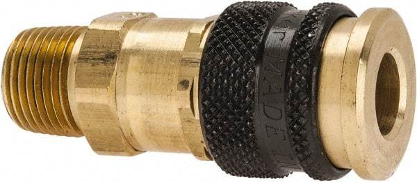 Parker - 3/8-18 Male NPTF Industrial Pneumatic Hose Coupler - Brass, 1/4" Body Diam - Industrial Tool & Supply