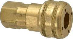 Parker - 3/8-18 Female NPTF Industrial Pneumatic Hose Coupler - Brass, 1/2" Body Diam - Industrial Tool & Supply