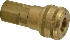Parker - 1/2-14 Female NPTF Industrial Pneumatic Hose Coupler - Brass, 1/2" Body Diam - Industrial Tool & Supply