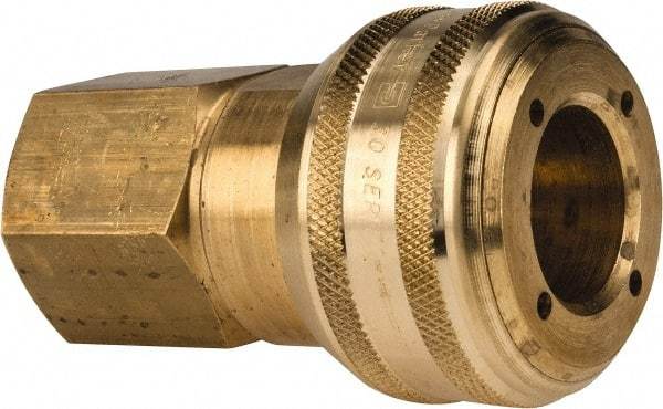 Parker - 3/4-14 Female NPTF Industrial Pneumatic Hose Coupler - Brass, 3/4" Body Diam - Industrial Tool & Supply