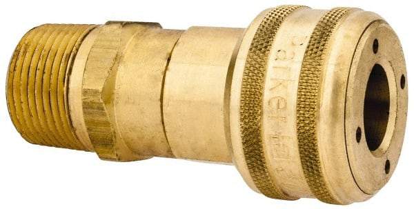 Parker - 3/4-14 Male NPT Industrial Pneumatic Hose Coupler - Brass, 1/2" Body Diam - Industrial Tool & Supply