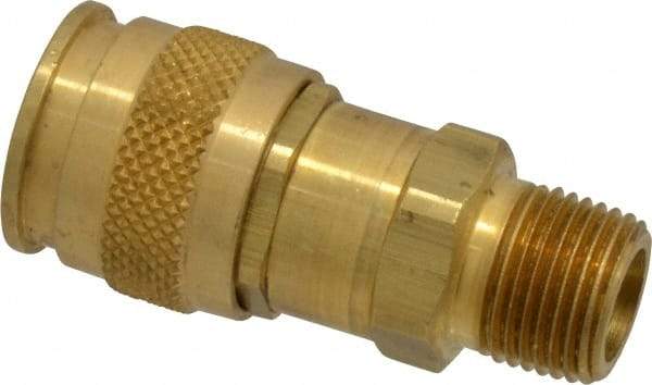 Parker - 3/8-18 Male NPT Universal Pneumatic Hose Coupler - Brass, 1/4" Body Diam - Industrial Tool & Supply