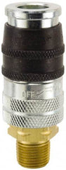 Parker - 3/8-18 Male NPT Industrial Pneumatic Hose Coupler - Steel, 1/4" Body Diam - Industrial Tool & Supply